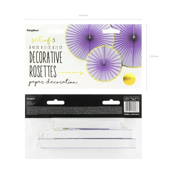 Rozety dekoracyjne Yummy j. liliowy 3szt RPK20-004J PartyDeco